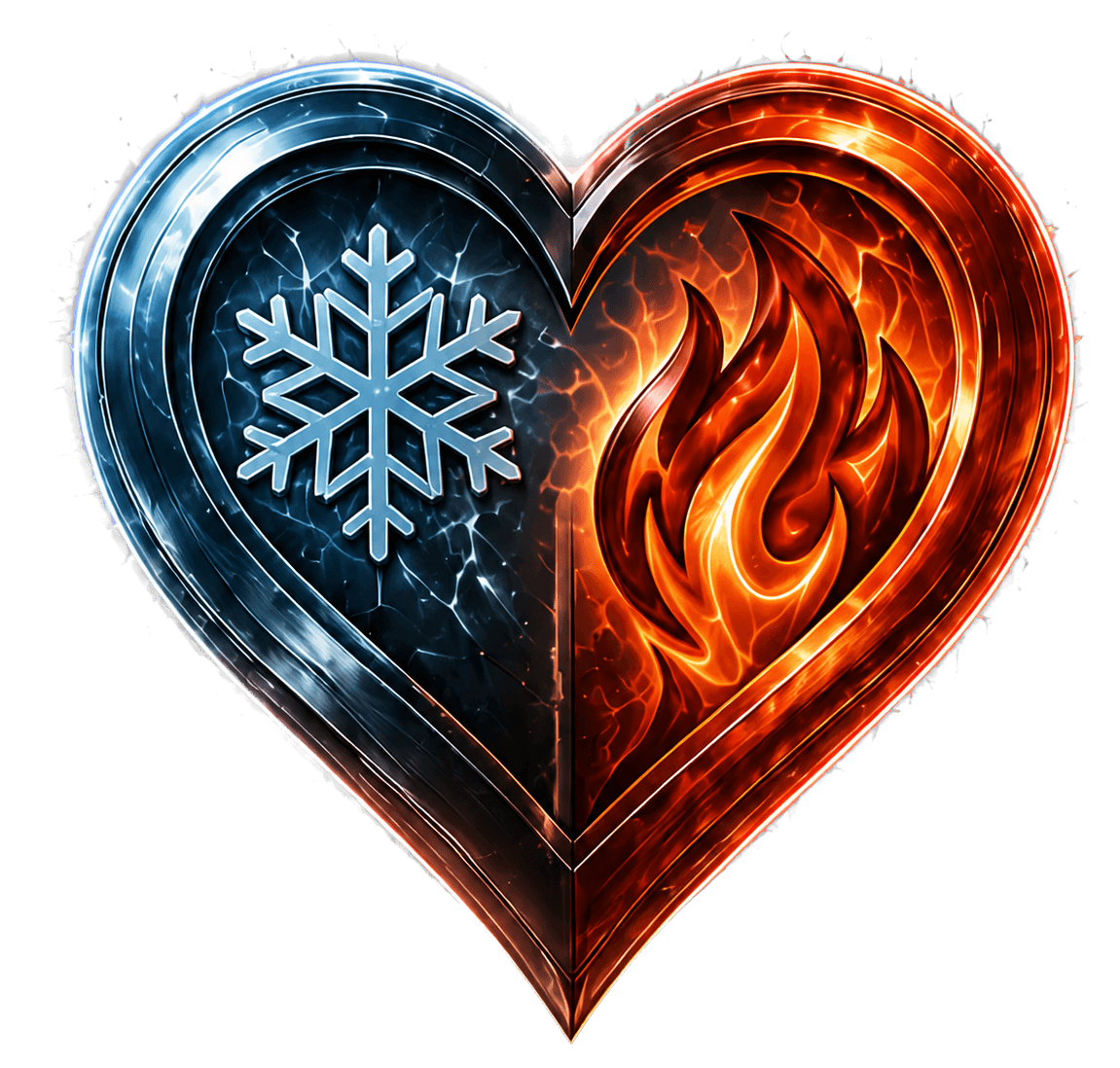 Heartland fire and ice heart emblem